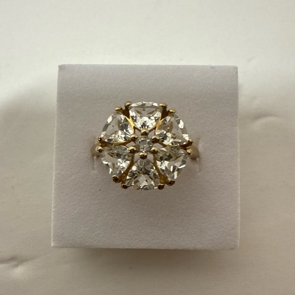 Sterling Silver Gold Tone Flower Ring